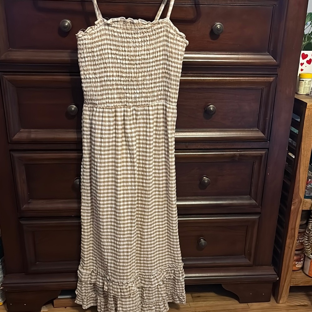 Sim & Sam long checkered print dress